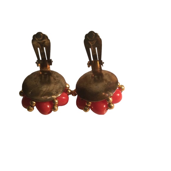 Vintage Beaded Starburst Cluster Dangle Earrings & Beaded Clustered Earrings - Picture 6 of 7